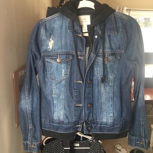 Denim jacket with hoodie insert